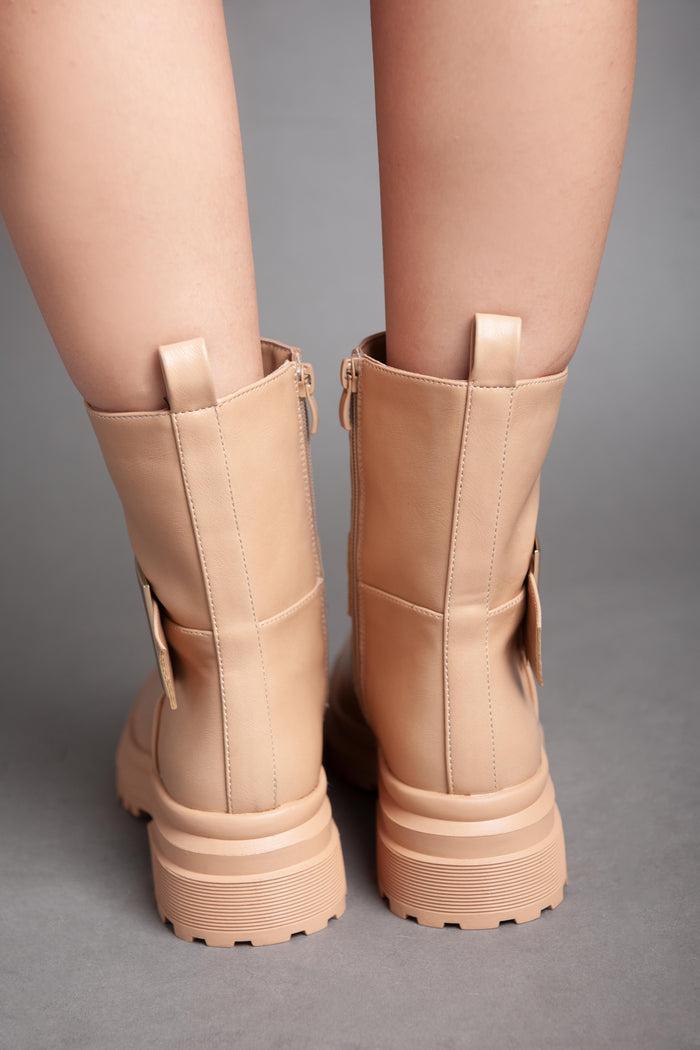 Bree Golden Square Strap Half Boot - Camel