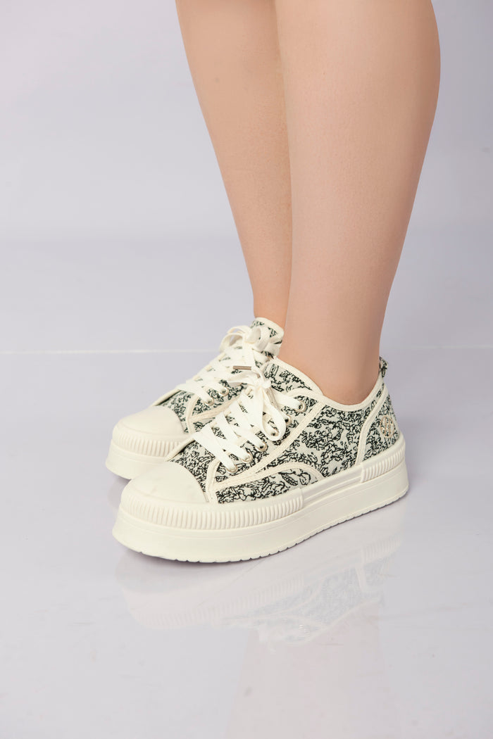 Bree Ink Weave Sneakers - White