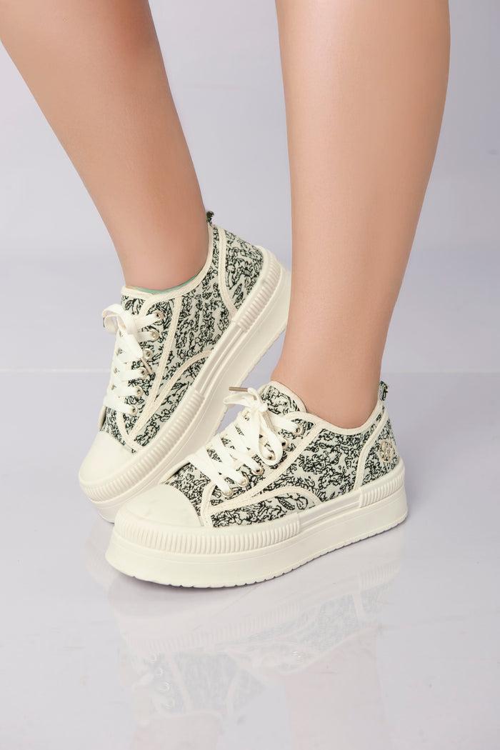Bree Ink Weave Sneakers - White