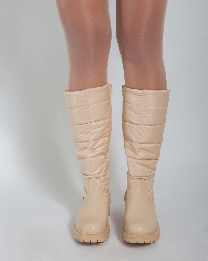 Bree Knee-high Chunky Boots - Beige