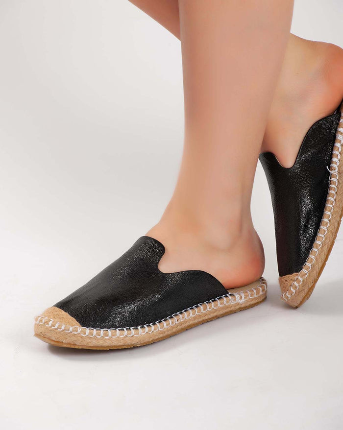 Bree Metallic Mules - Black