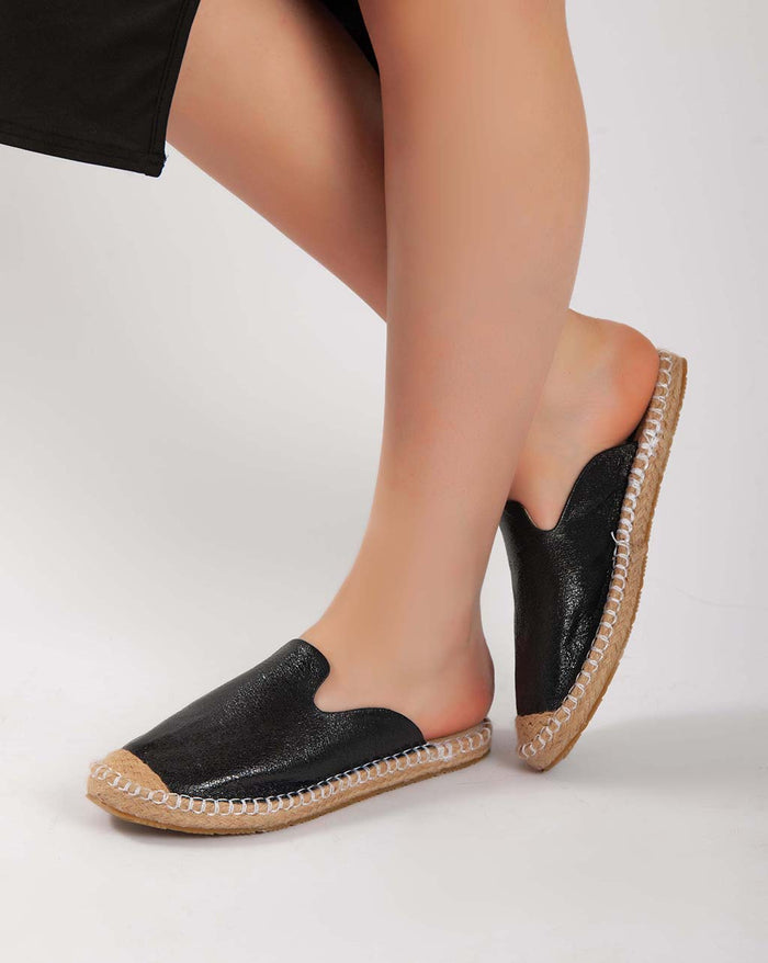 Bree Metallic Mules - Black