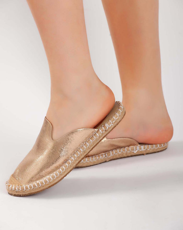 Bree Metallic Mules - Champagne