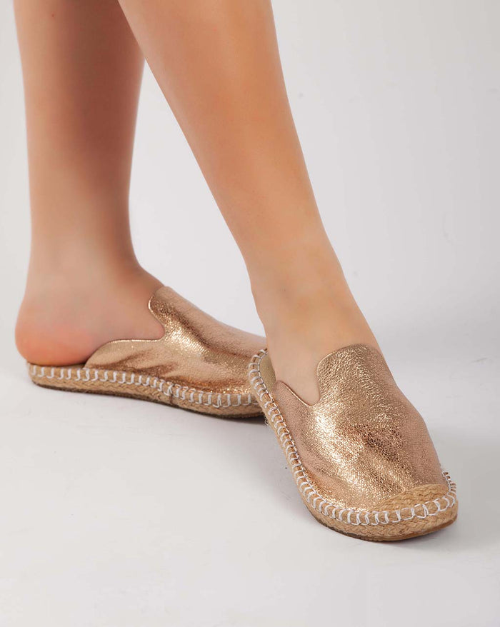 Bree Metallic Mules - Champagne