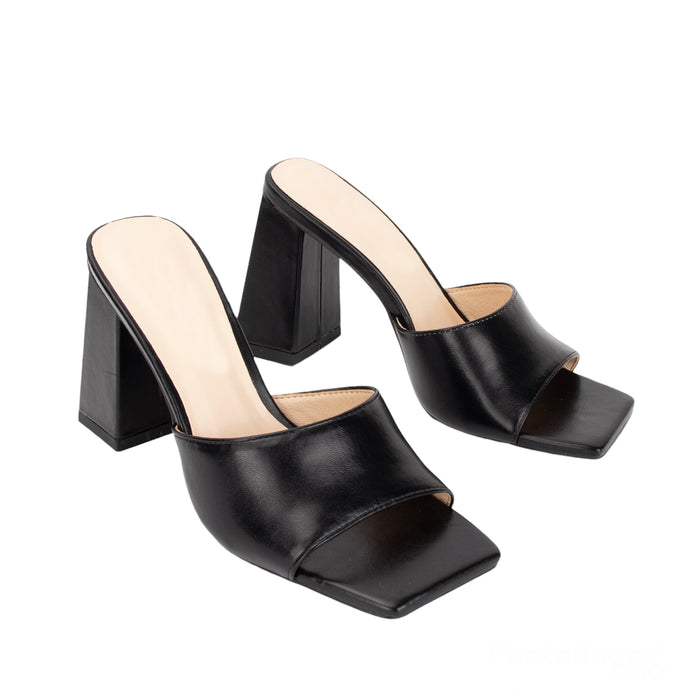 Bree Moda Block Heel Mules - Black