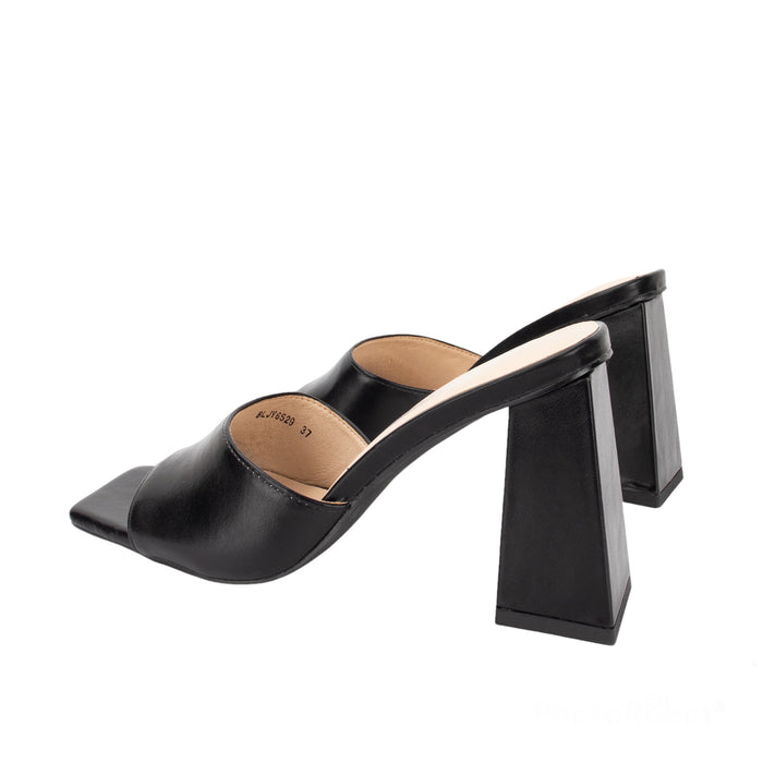 Bree Moda Block Heel Mules - Black