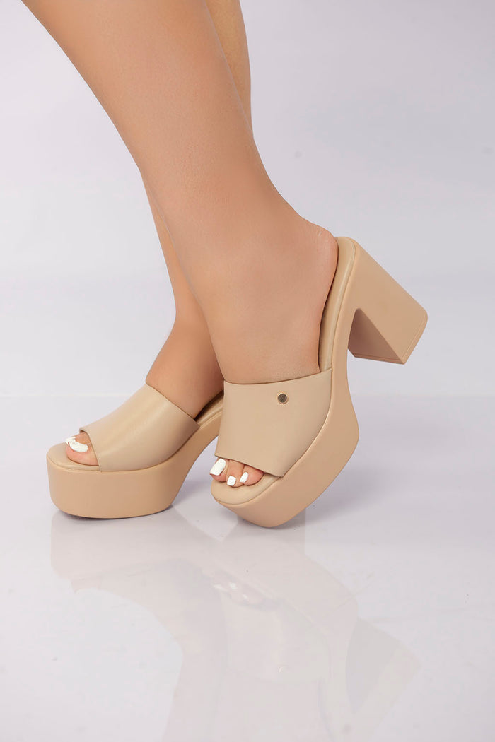Bree Platform Block Mule - Beige