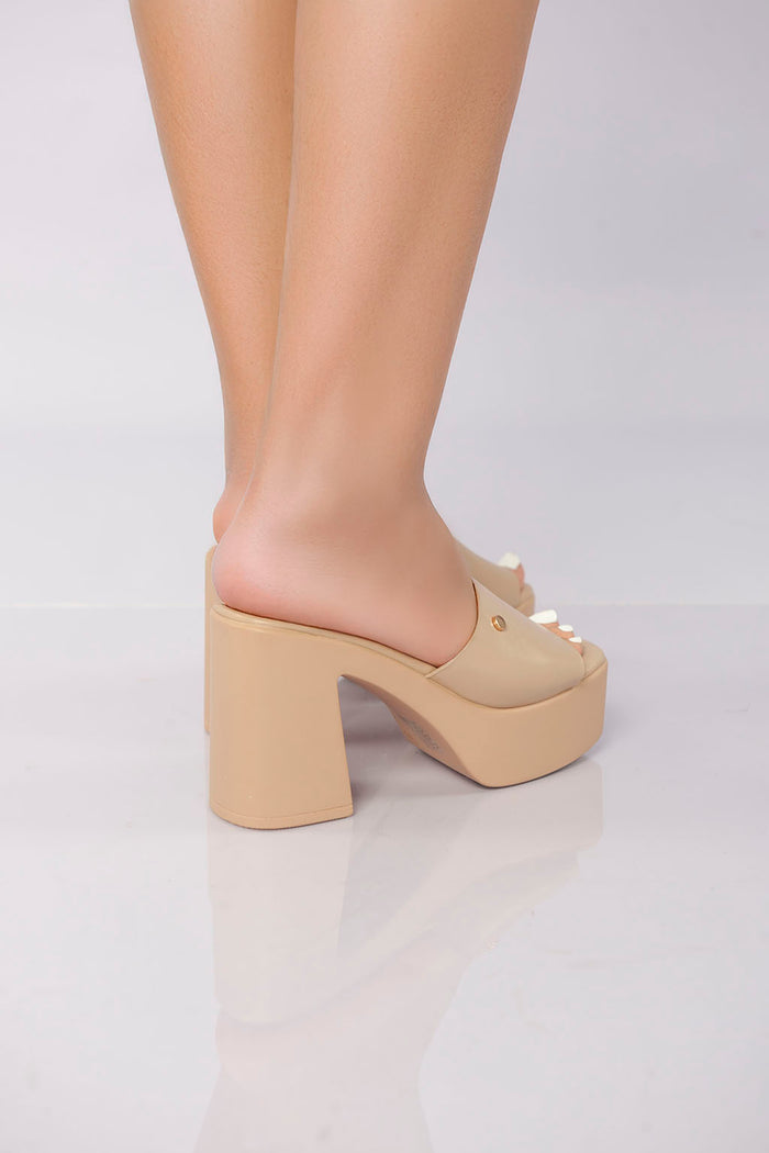 Bree Platform Block Mule - Beige