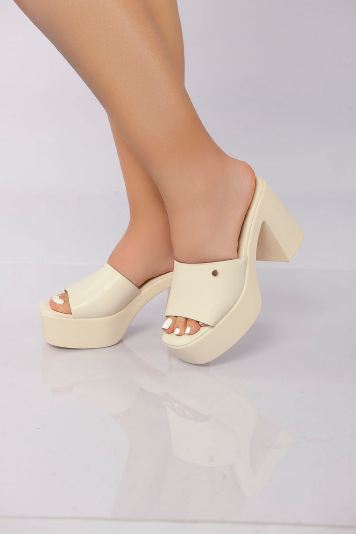 Bree Platform Block Mule - Khaki