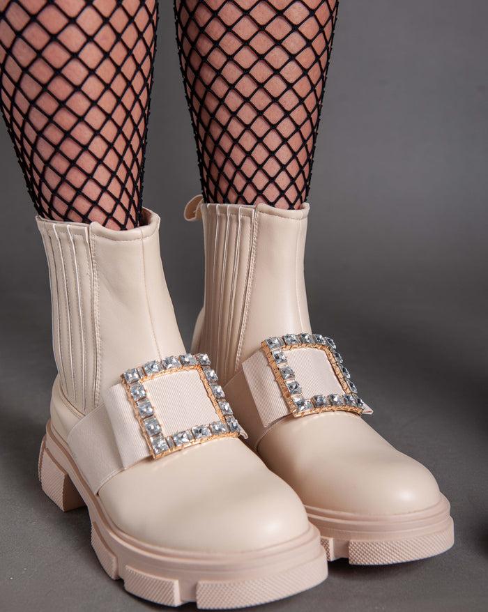 bree Rangers strass buckle boots - Beige