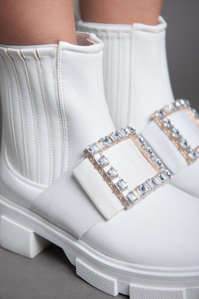 Bree Rangers Strass Buckle Boots - White