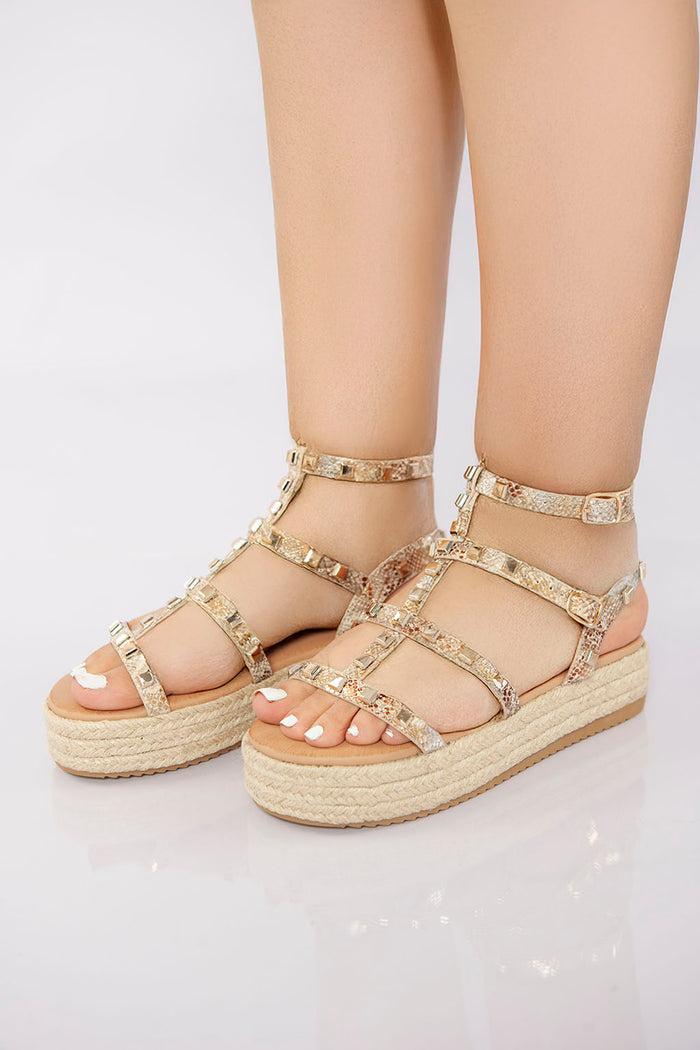 Bree Rockstud Platform Gladiator Sandal - Snake