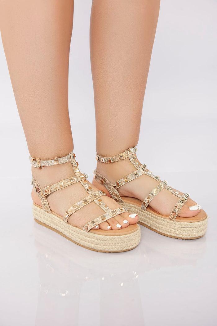 Bree Rockstud Platform Gladiator Sandal - Snake
