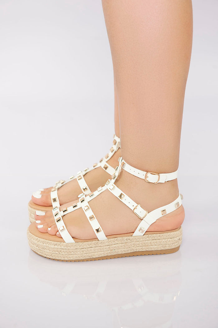 bree Rockstud Platform Gladiator Sandal - White