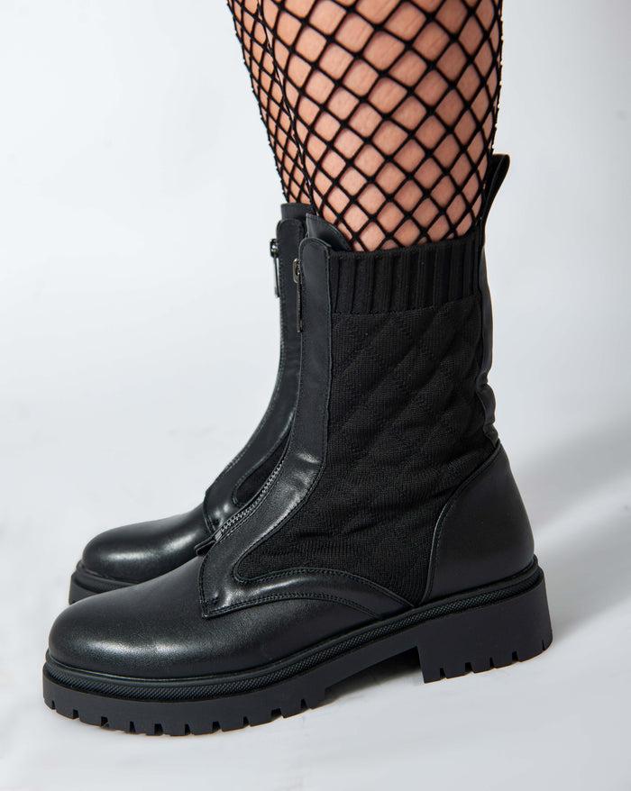 Bree Rubberised Chuncky Boots - Black A