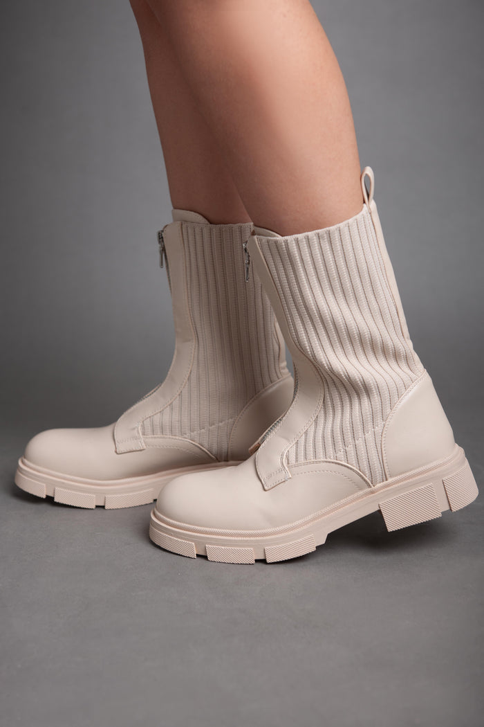 Bree Sided Socks - Half Boot - Beige