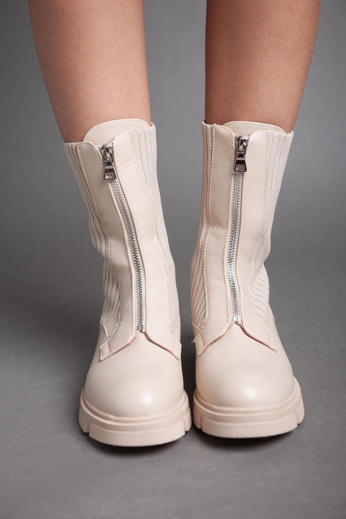 bree Sided Socks - Half Boot - Beige