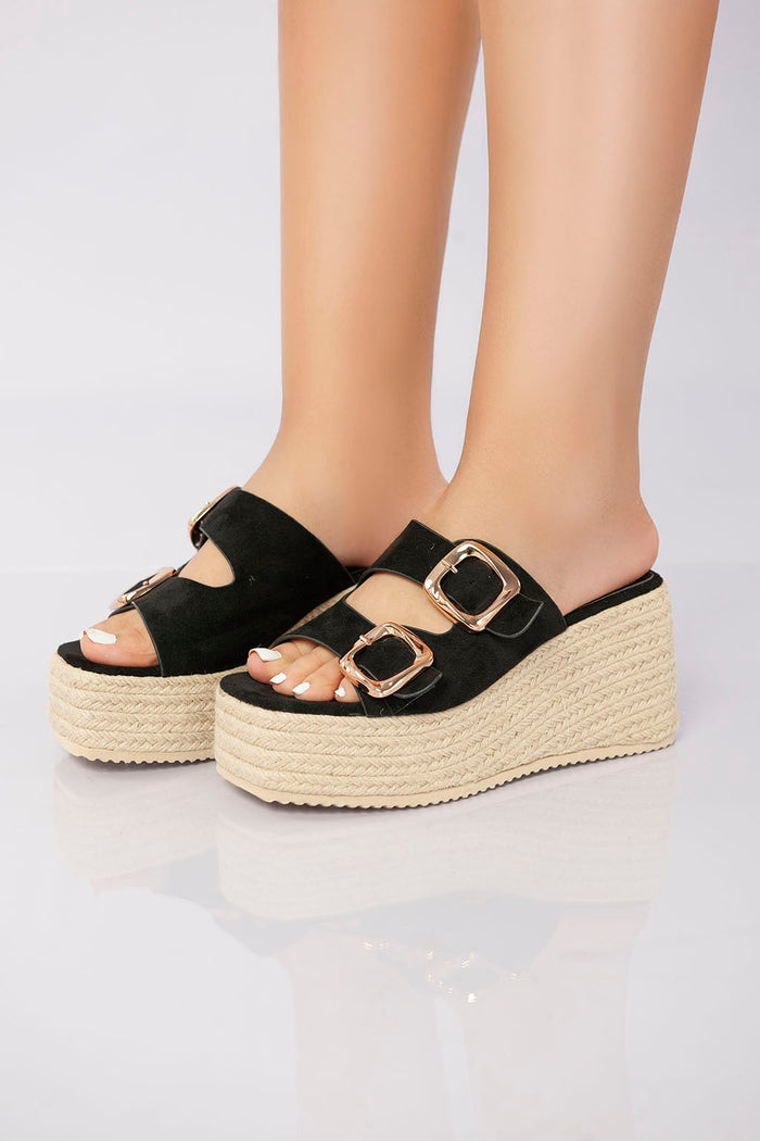 Bree Sierra Buckle Sandal - Black