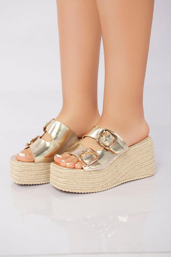Bree Sierra Buckle Sandal - Gold
