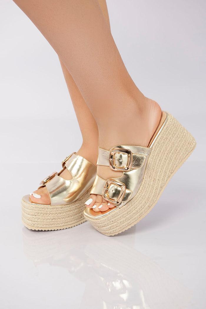 Bree Sierra Buckle Sandal - Gold