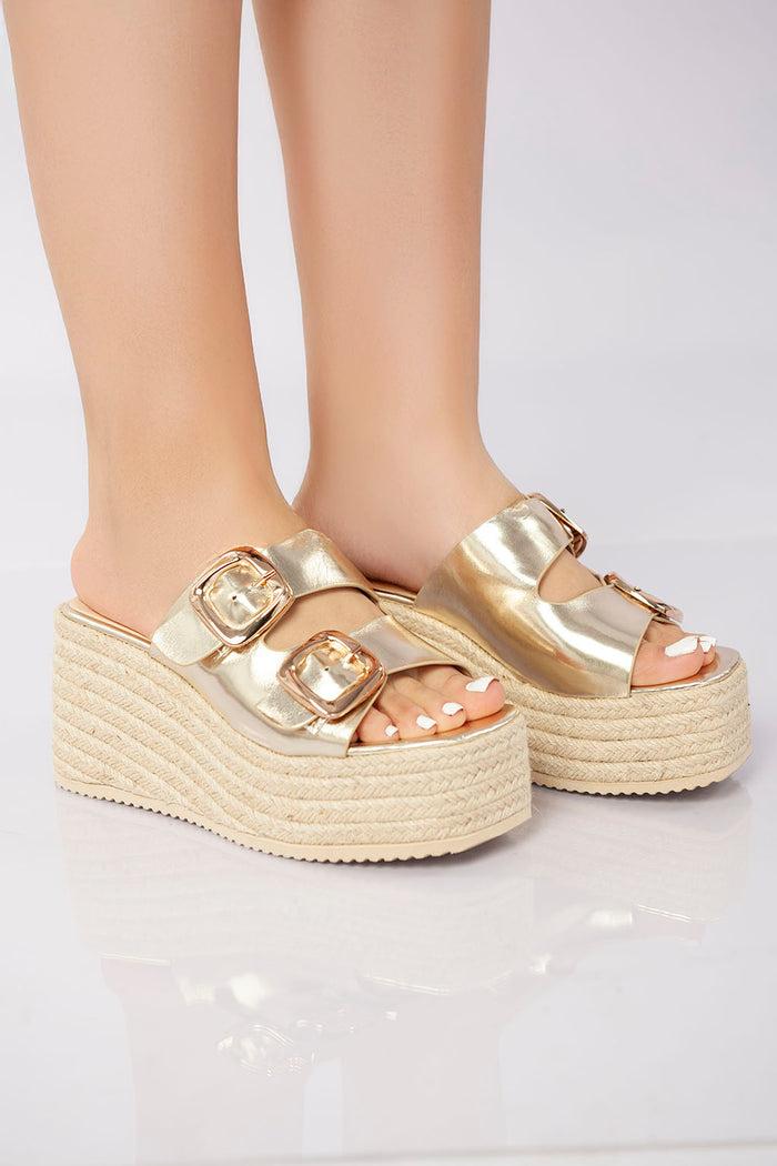 Bree Sierra Buckle Sandal - Gold