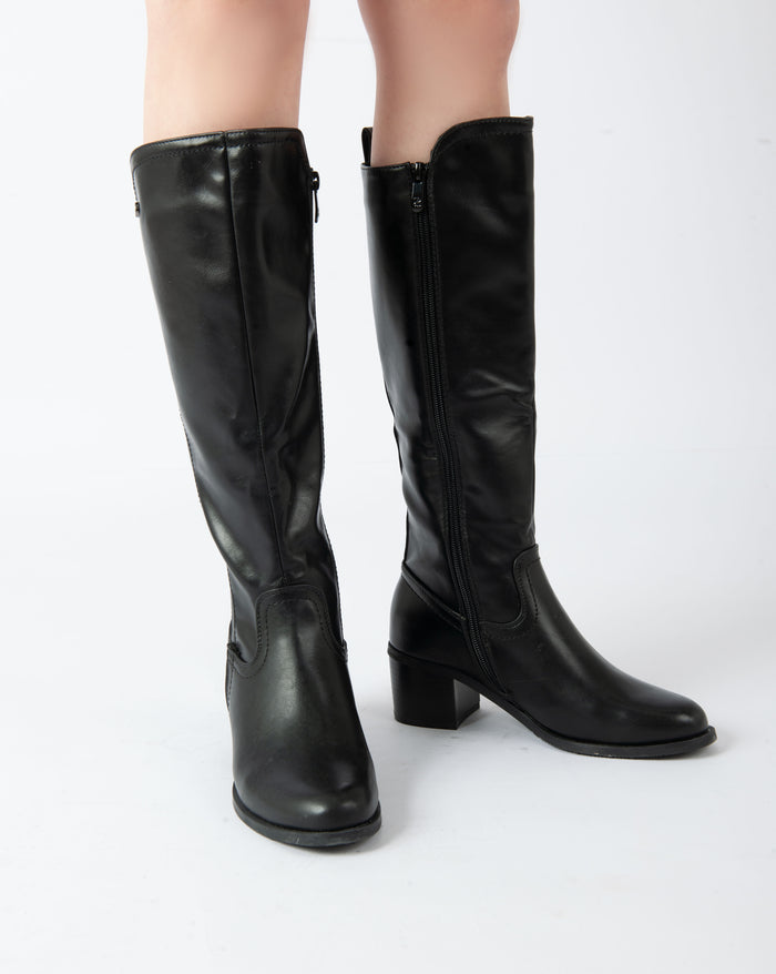 bree Sleek Mid-Calf Boots - Black