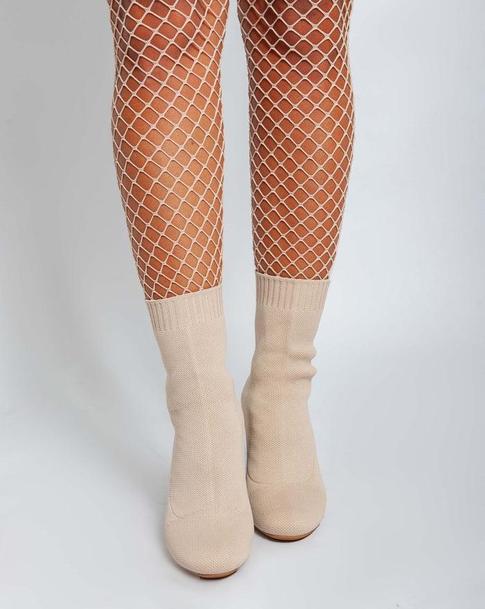 Bree Socks Ankle Boot - Beige