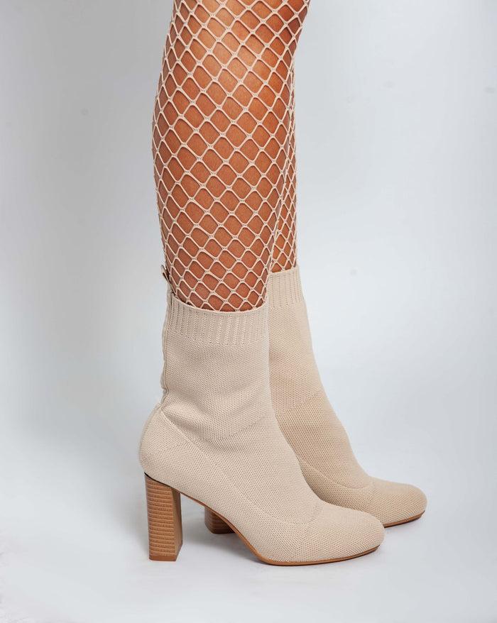 Bree Socks Ankle Boot - Beige