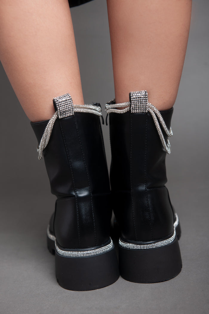 Bree Sparkle Chains Half Boot - Black