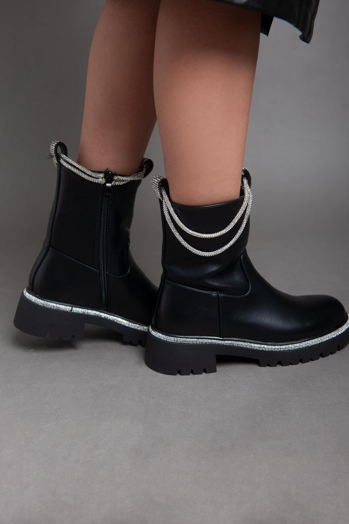 bree Sparkle Chains Half Boot - Black