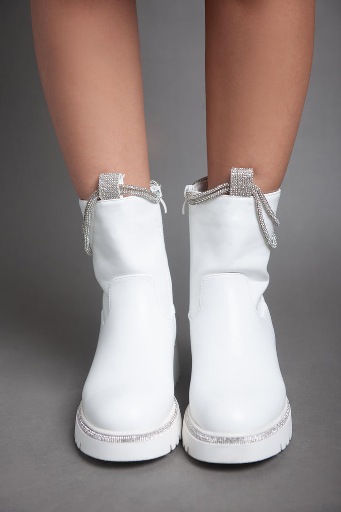 Bree Sparkle Chains Half Boot - White