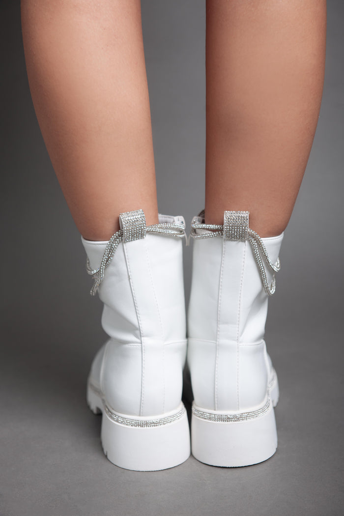 Bree Sparkle Chains Half Boot - White