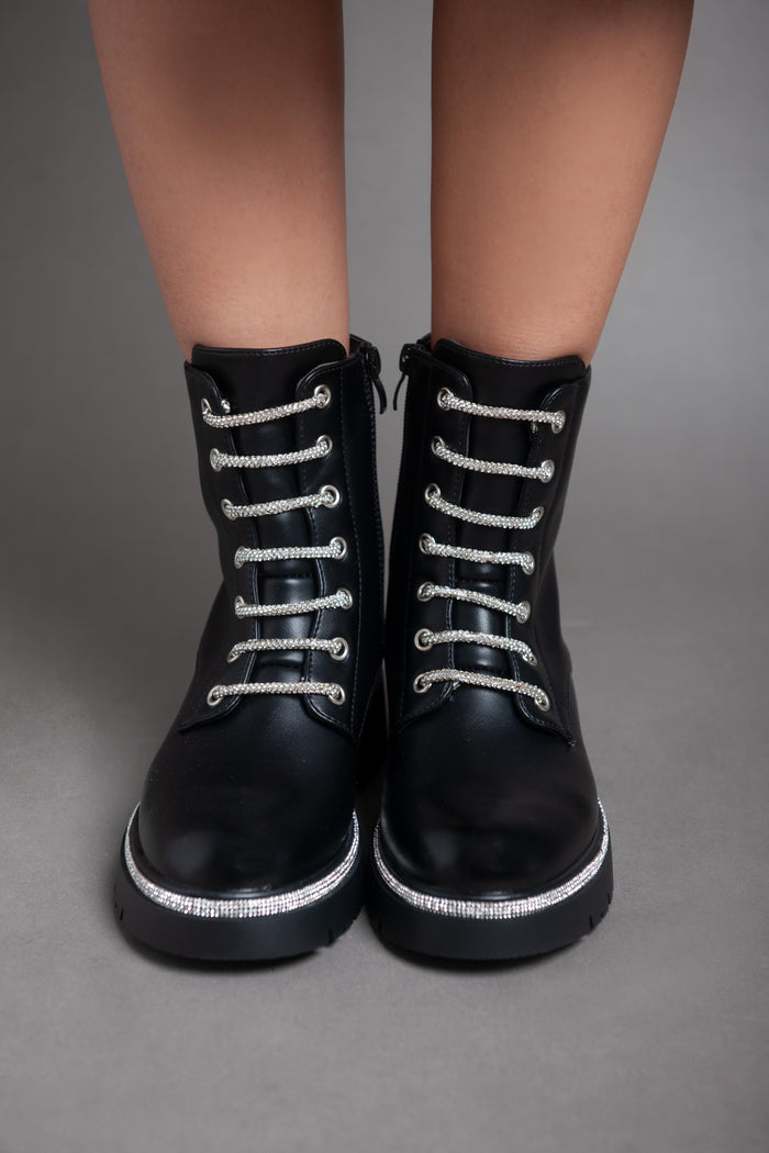 bree Sparkle Lace Boot - Black