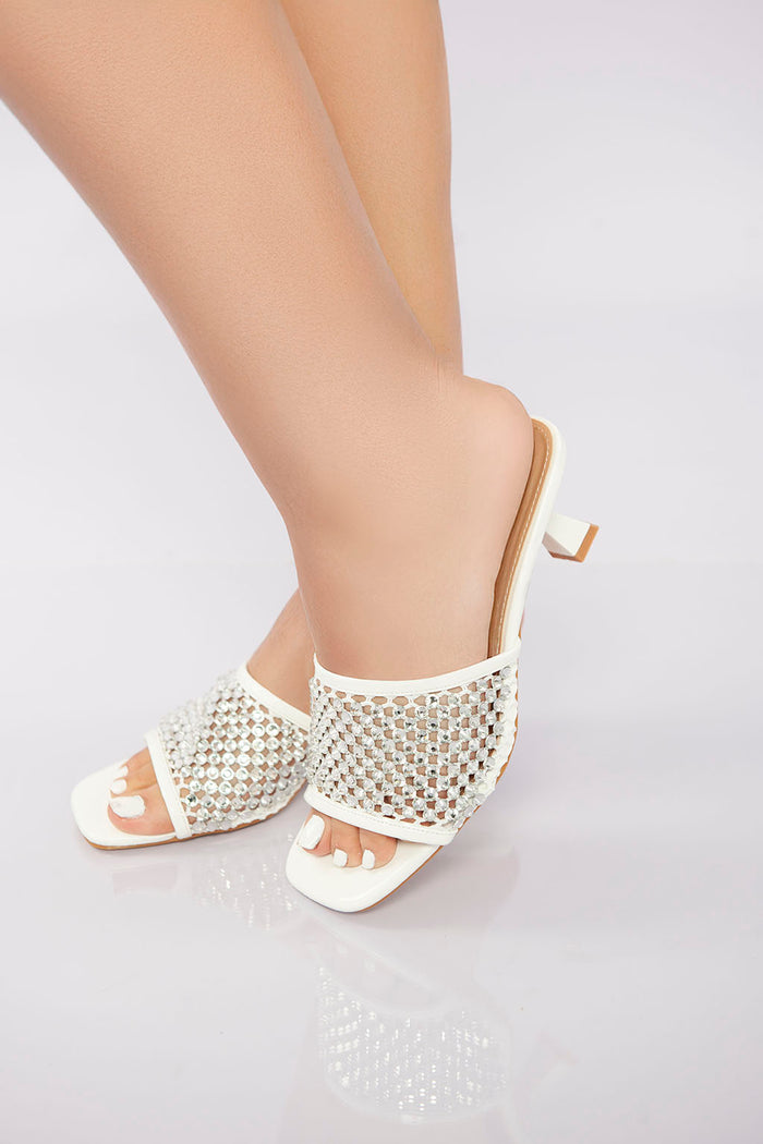 Bree Sparkling Slide Sandal - White