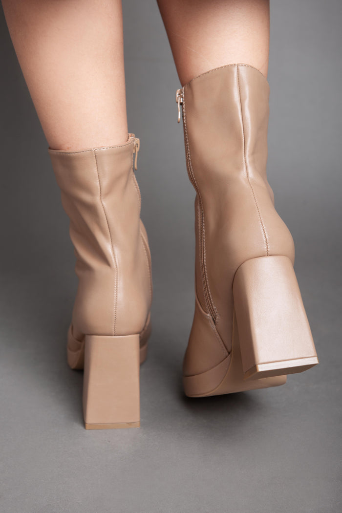 Bree Squared Heeled Half Boot - Camel
