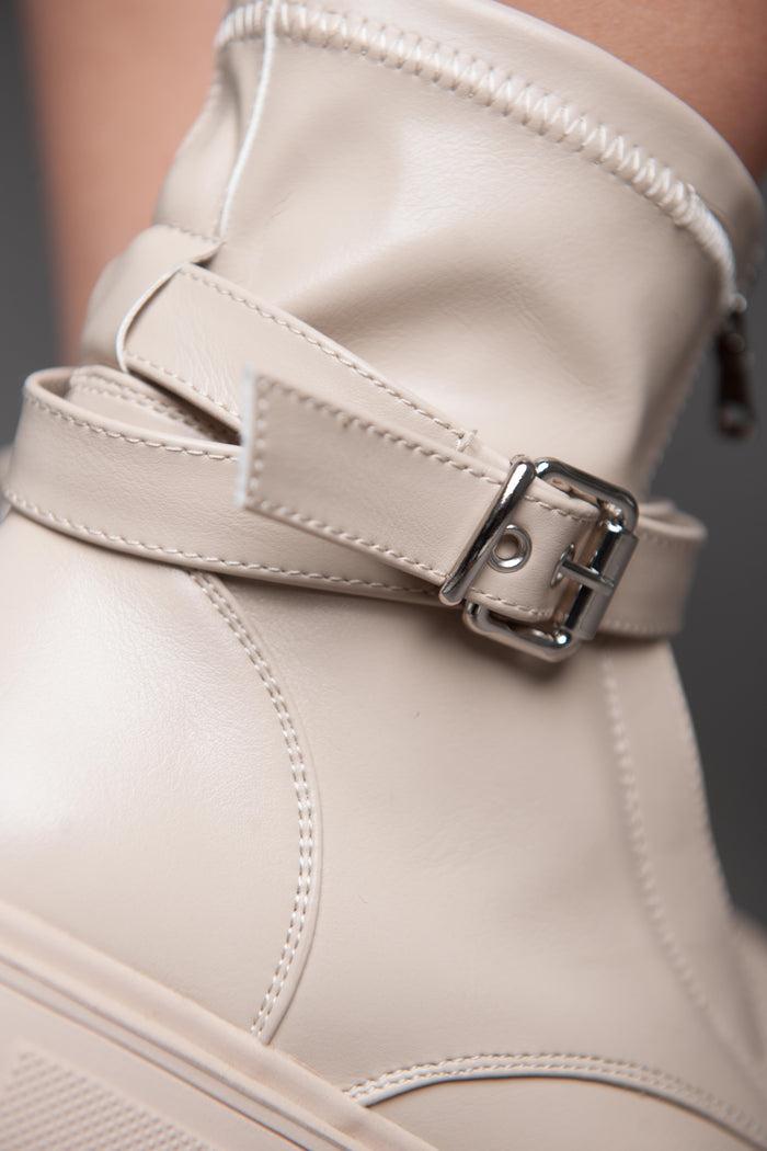 Bree Strap Ankle Boot - Beige