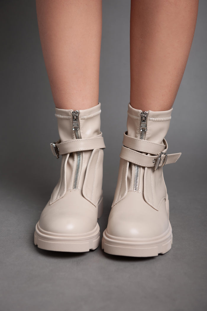 bree Strap Ankle Boot - Beige