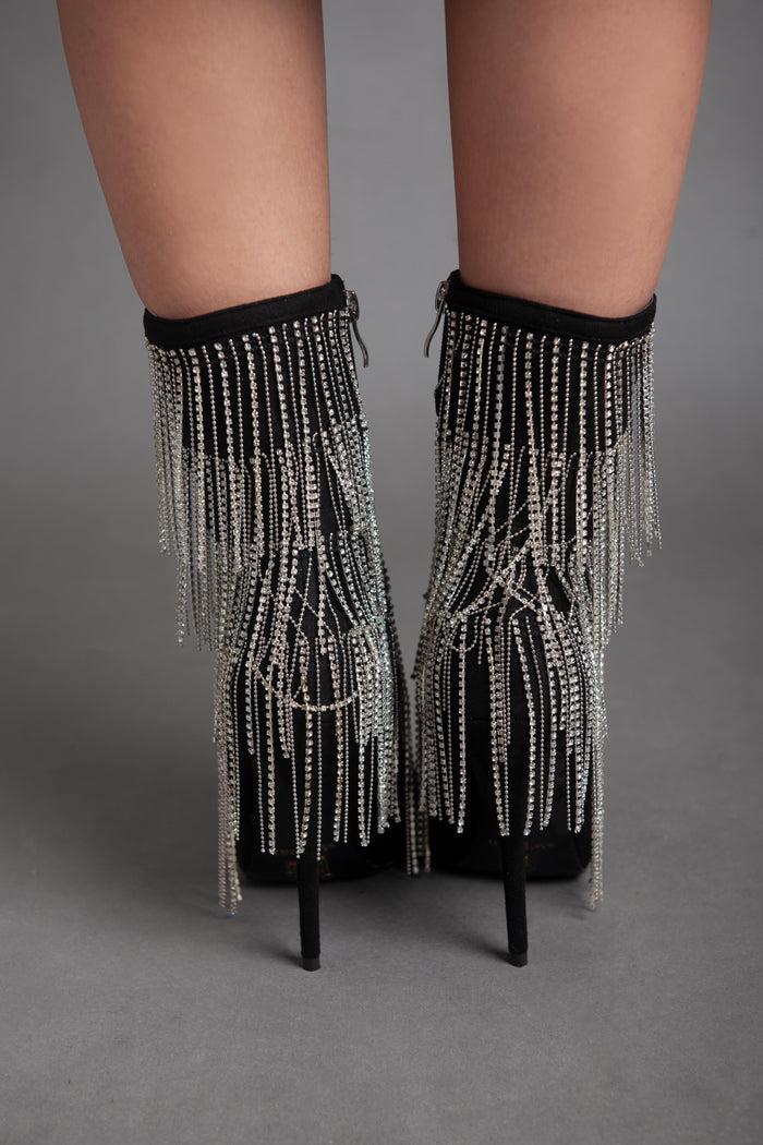 Bree Strass High Heel - Half Boot - Black