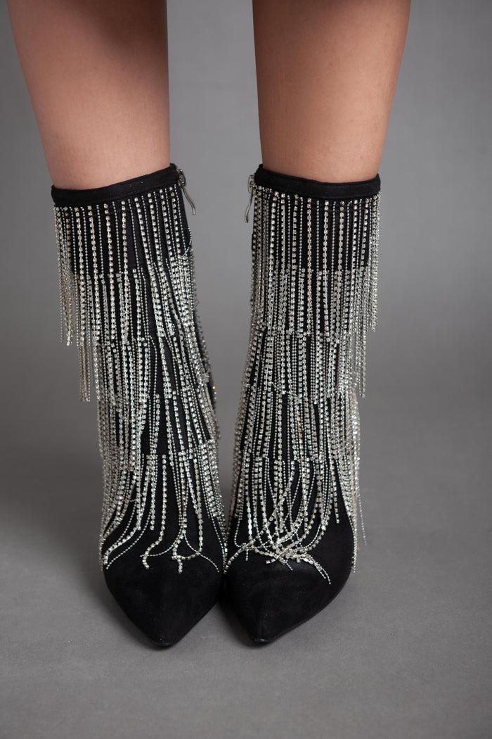 bree Strass High Heel - Half Boot - Black