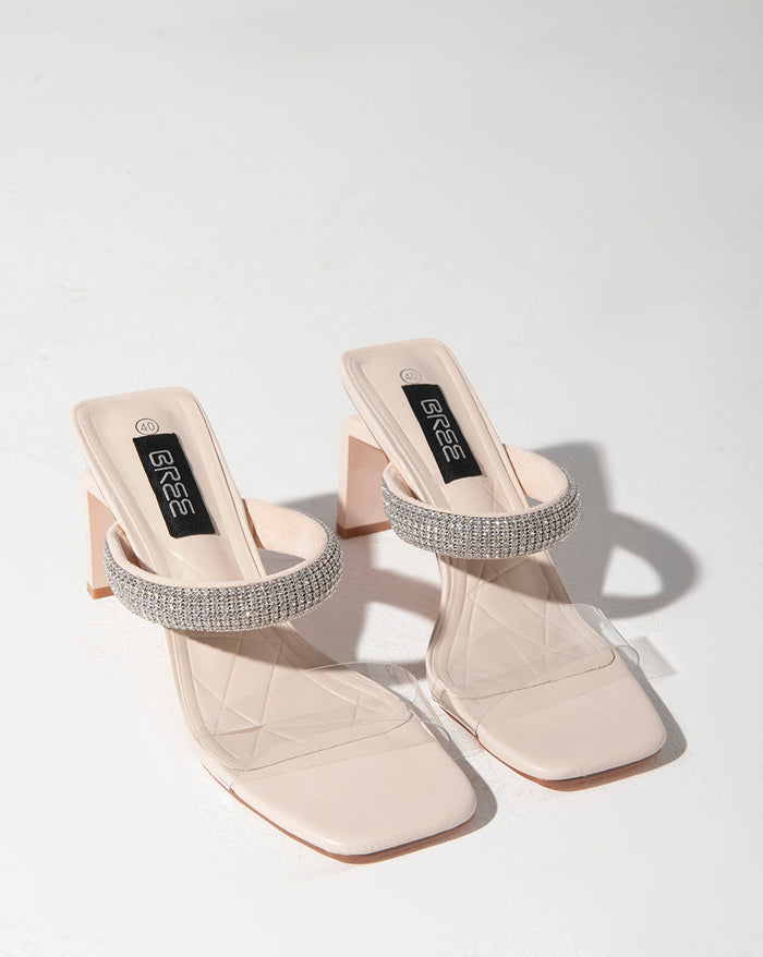 Bree Strass Mules - Sandals - Beige