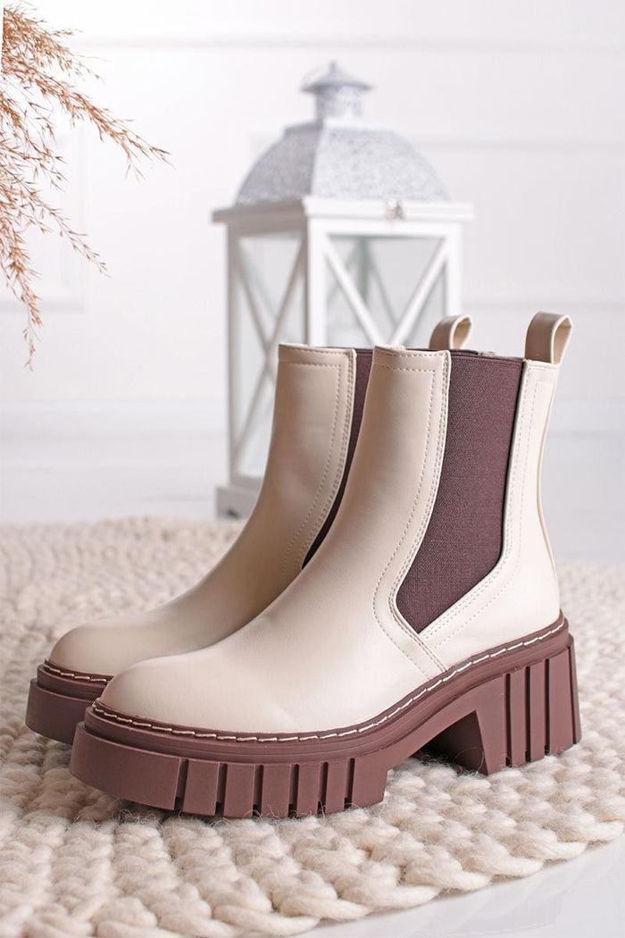 Bree Suedo Ankle Boots - Beige