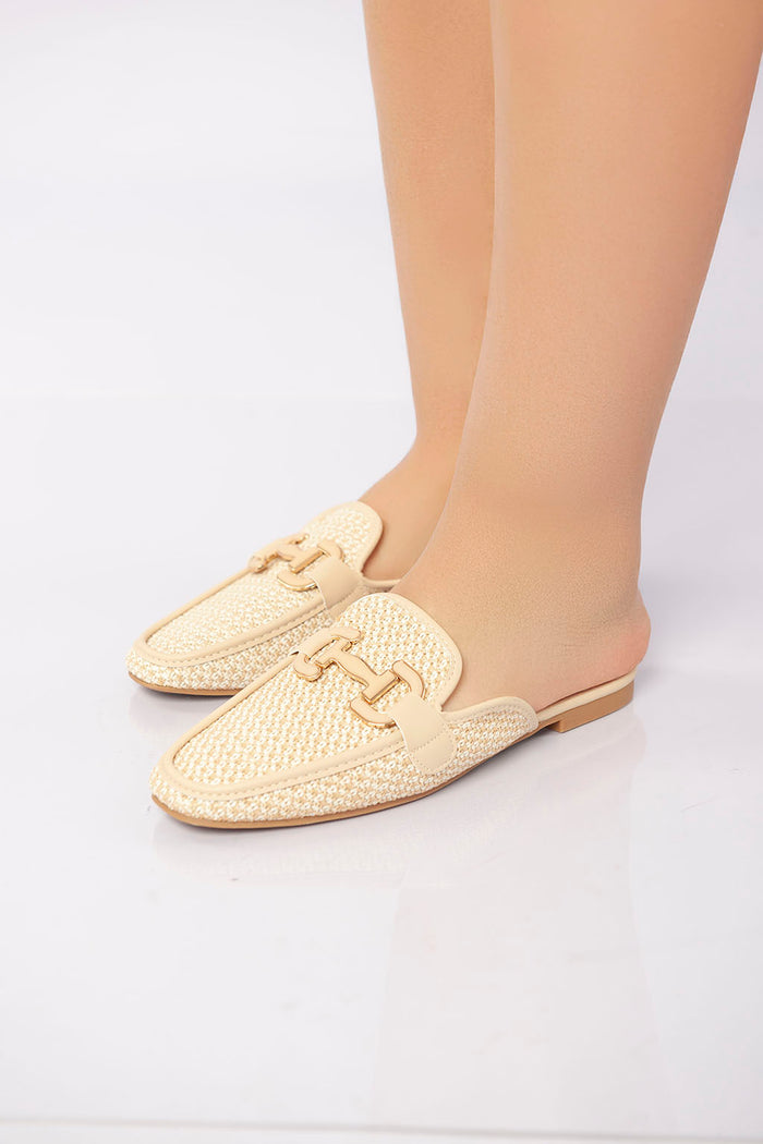 Bree Textured Flat Mule - Beige
