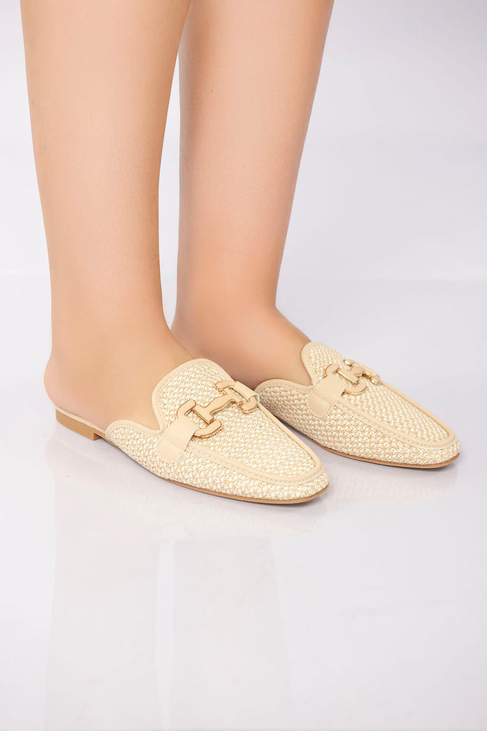 Bree Textured Flat Mule - Beige