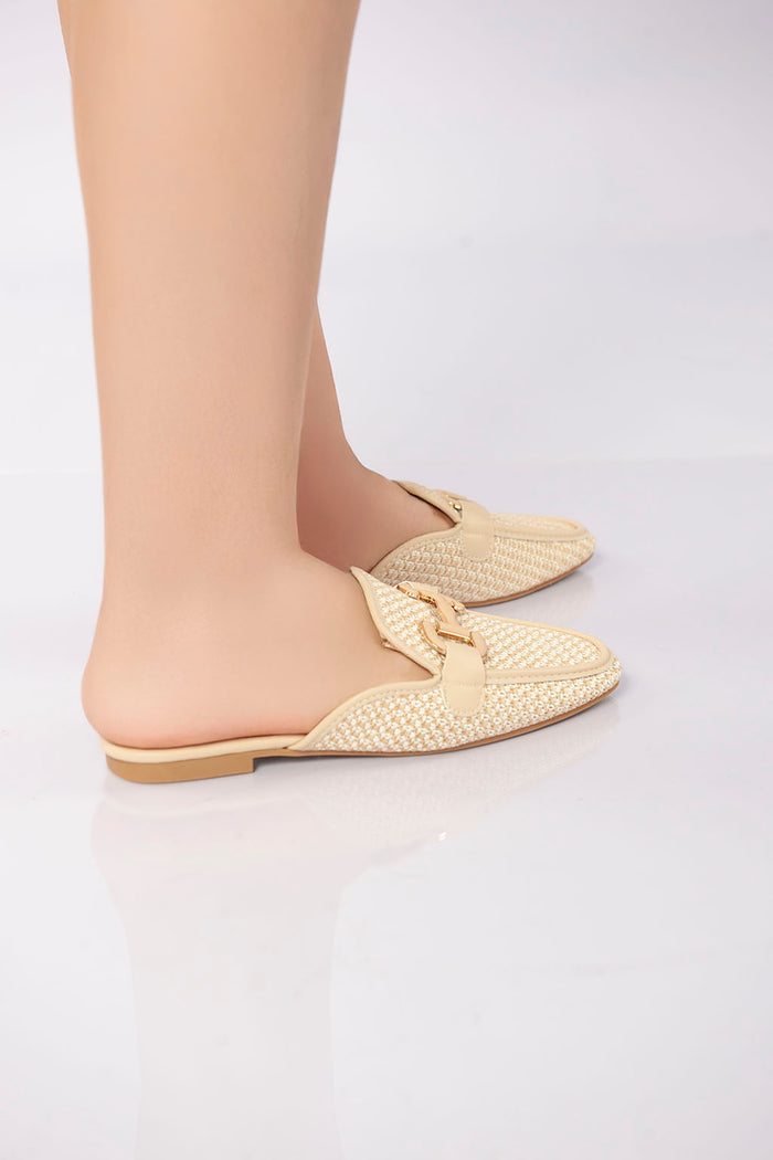Bree Textured Flat Mule - Beige