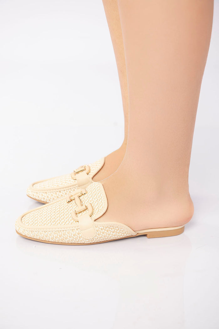 bree Textured Flat Mule - Beige