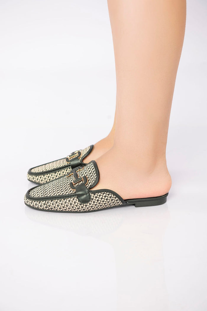 bree Textured Flat Mule - Black