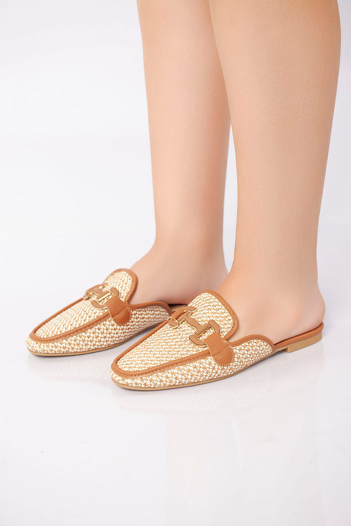 Bree Textured Flat Mule - Camel