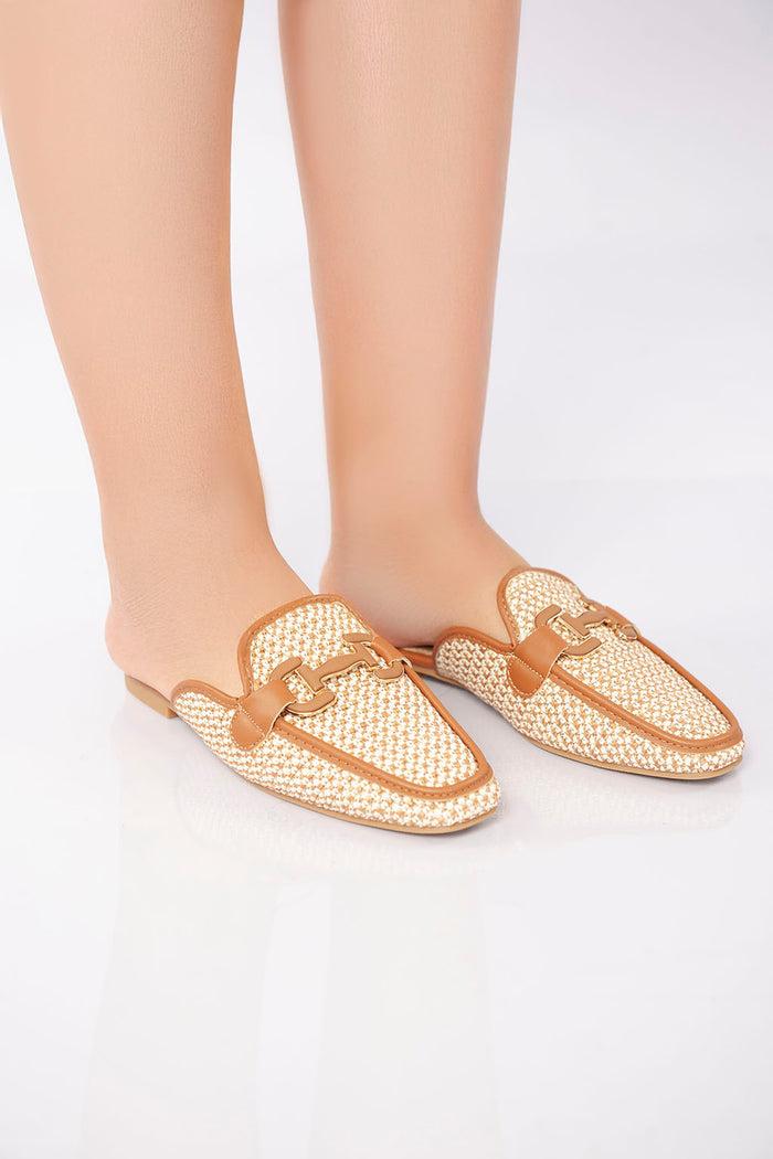 Bree Textured Flat Mule - Camel