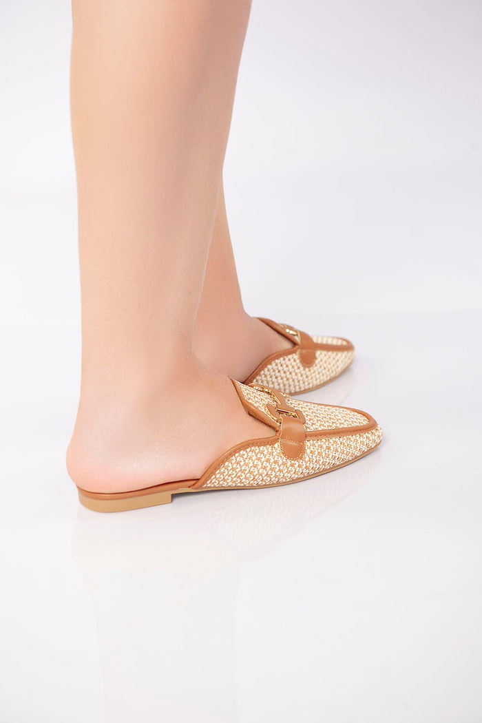 Bree Textured Flat Mule - Camel