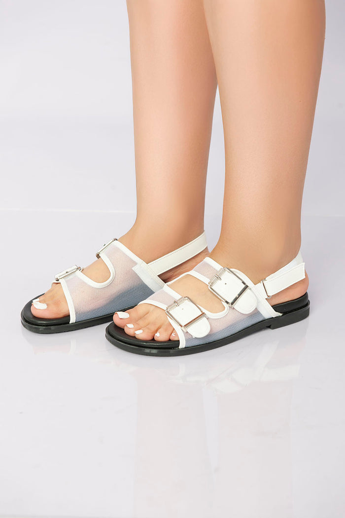 Bree Transparent Mesh Slingback Sandal - White